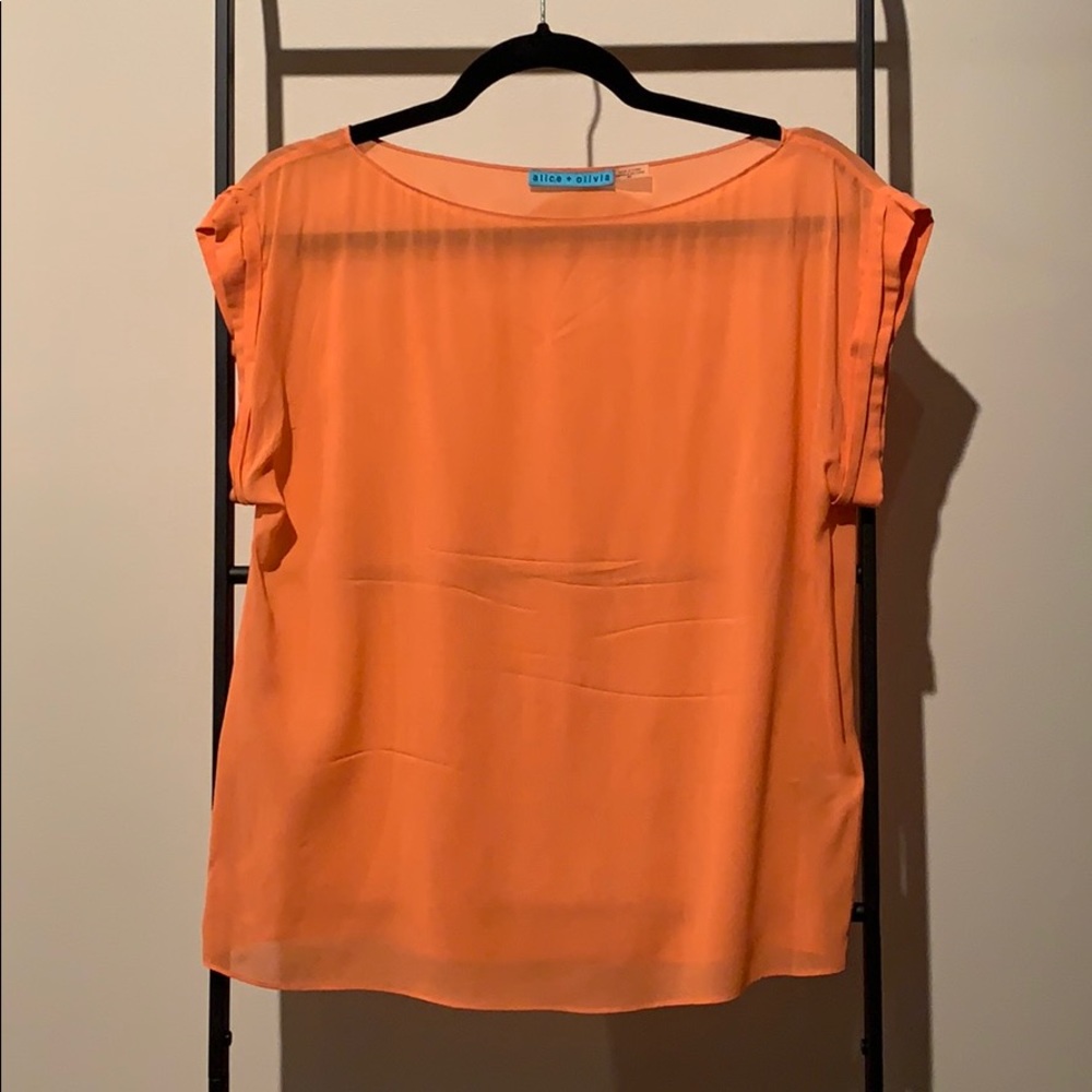 Alice + Olivia Silk Top Peach S